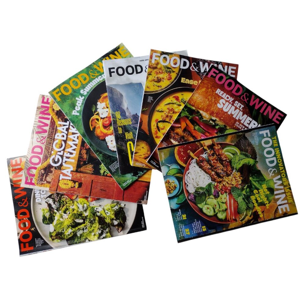 Food & Wine 6 Issue + 1 Bonus Magazine Bundle 2025 Recipes Tips Cooking Desert